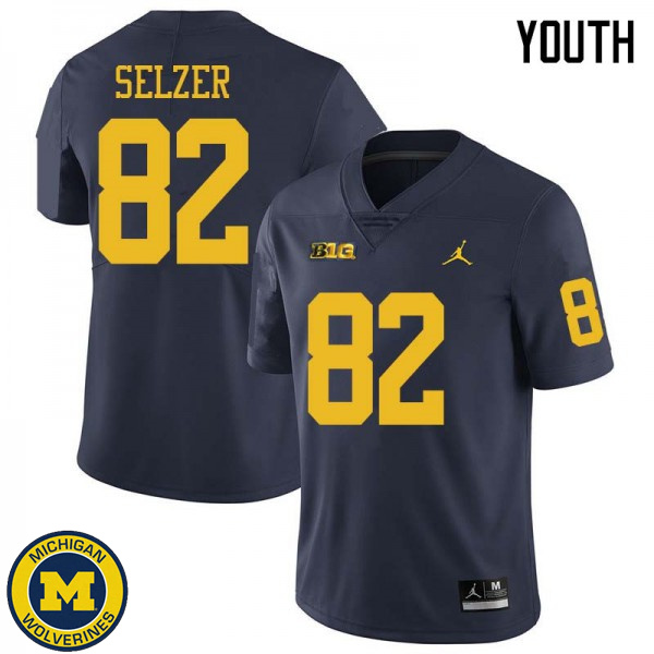 Youth Michigan Wolverines #82 Carter Selzer Navy Jordan Brand Alumni Jersey